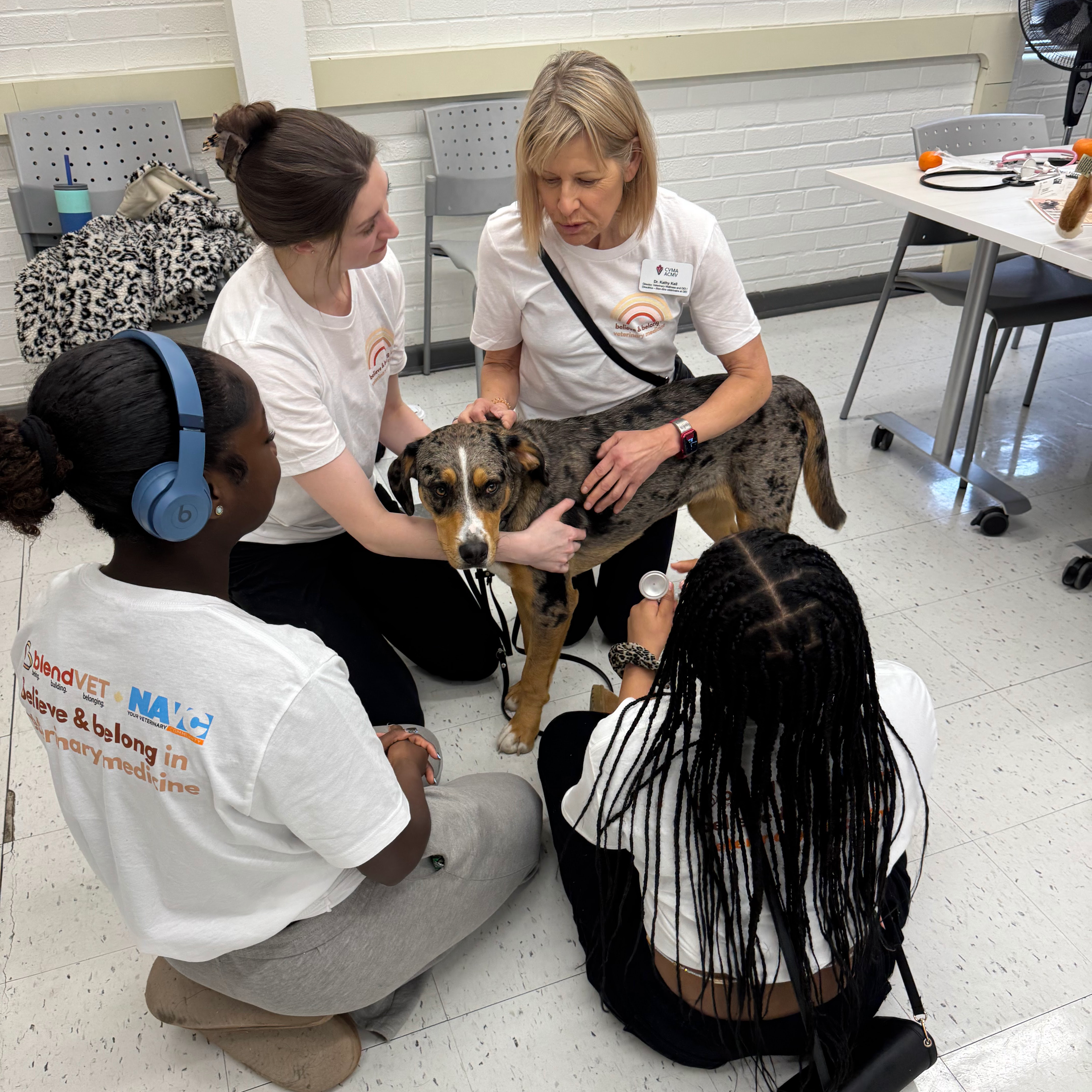 Dr. Kathy Keil and students at Believe & Belong in Veterinary Medicine event
